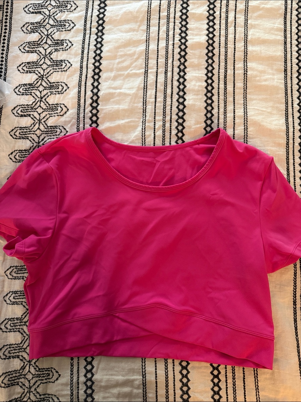 Halara Women's Pink Crewneck Short-Sleeve Crop Top